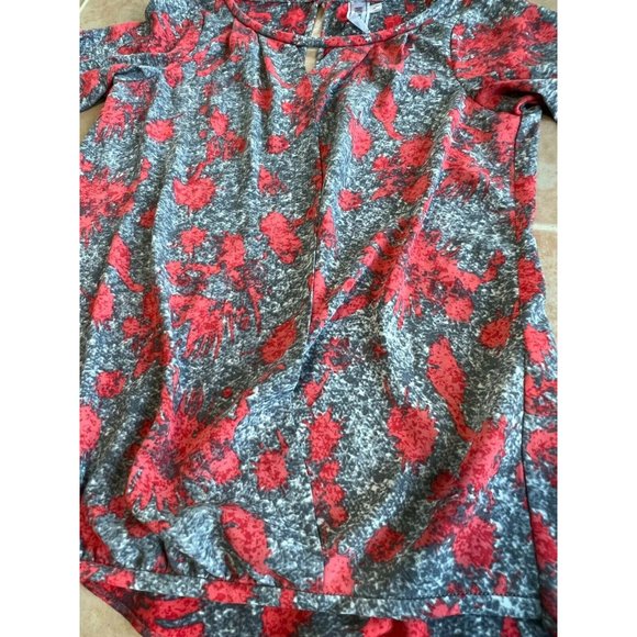 Yoana Baraschi WORN ONCE Printed Faux Wrap Blouse Long Sleeve Gray Red Size XS - Picture 2 of 9